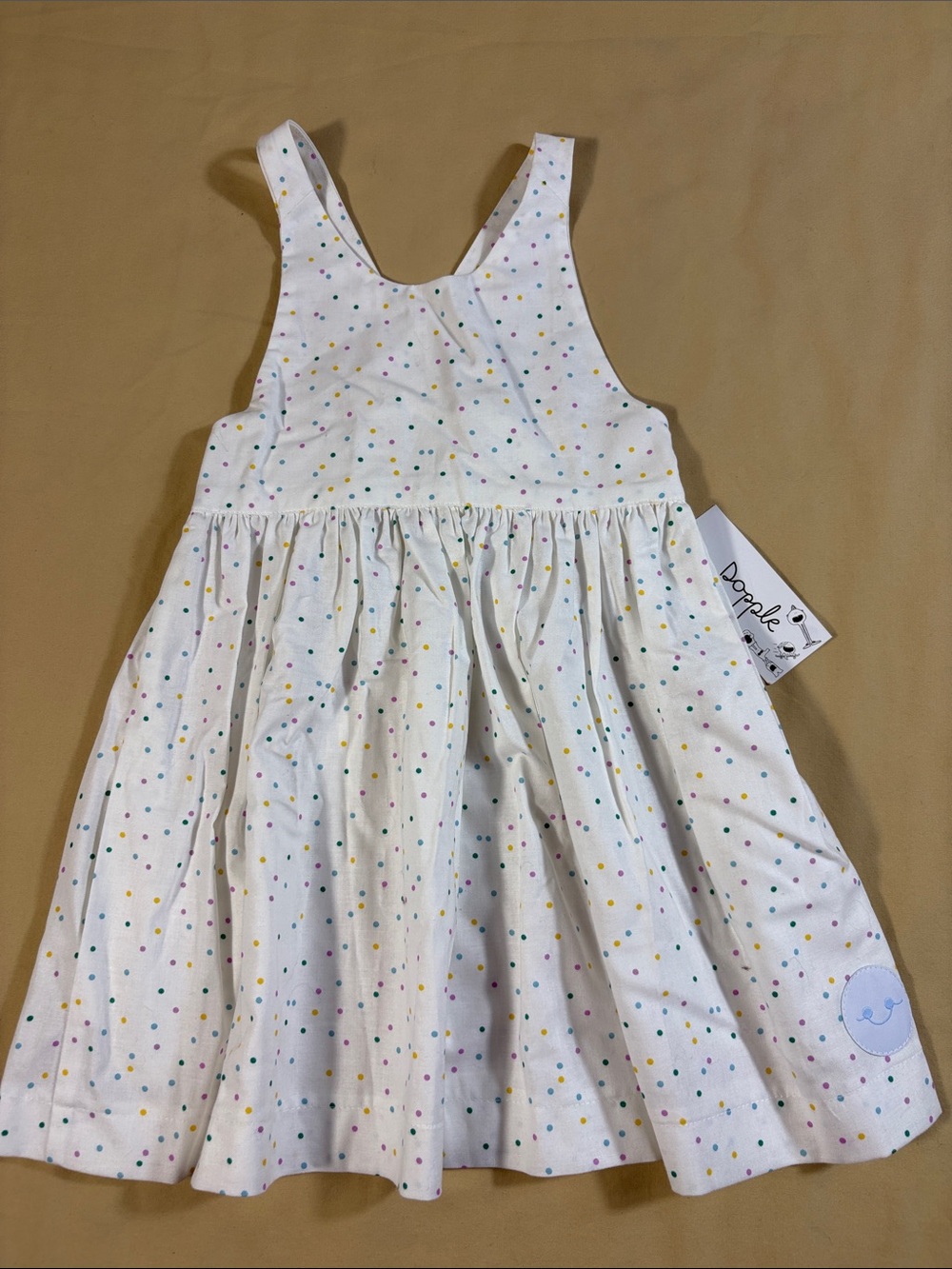Smiling Button Girls Party Dot White Multi‎ Rainbow Polka Dot Dress Size 4T NWT